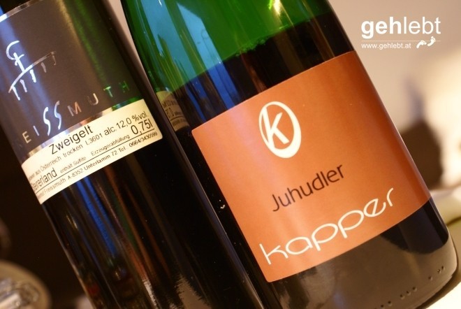 Weinbegleitung mit Weinen aus den umliegenden Buschenschanken.