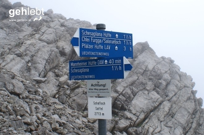 Ab hier ist der Gletscher hinter uns gebracht, weiter geht's am Liechtensteinweg zur Pfälzer Hütte.